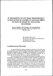 EL TRATAMIENTO DE LOS TEMAS TRANSVERSALES Y LA