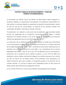 Política Pública de envejecimiento y vejez del Distrito de Barranquilla