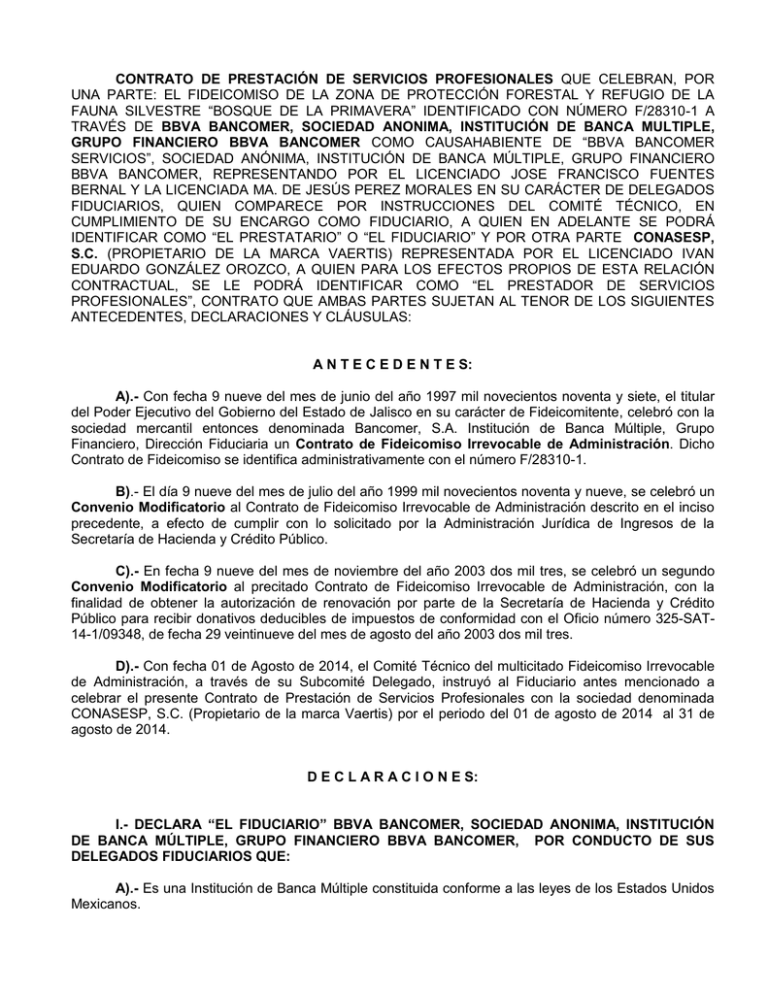 CONTRATO DE PRESTACIÓN DE SERVICIOS PROFESIONALES