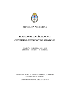 REPUBLICA ARGENTINA PLAN ANUAL ANTÁRTICO 2012