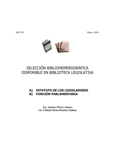 selección bibliohemerográfica disponible en biblioteca legislativa