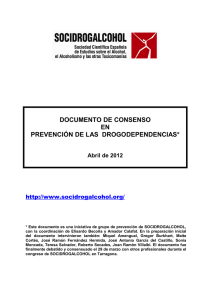 Documento de consenso sobre prevención de Socidrogalcohol