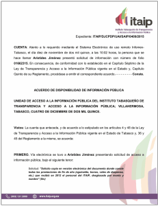 Expediente: ITAIP/DJCPDP/UAI/SAIP/0409/2015 CUENTA: Atento a