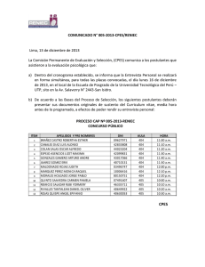 COMUNICADO N° 005-2013-CPES/RENIEC Lima, 13 de diciembre