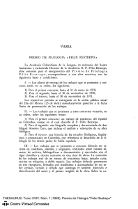 THESAURUS. Tomo XXIV. Núm. 1 (1969). Premio de Filología "Félix