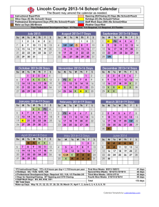 Lincoln County 2013-14 School Calendar