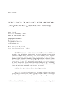 Notas inéditas de Jovellanos sobre mineralogía = An unpublished