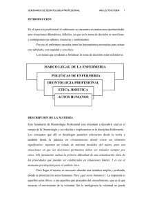 marco legal de la enfermeria deontologia profesional etica. bioetica