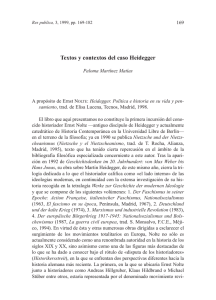 Textos y contextos del caso Heidegger