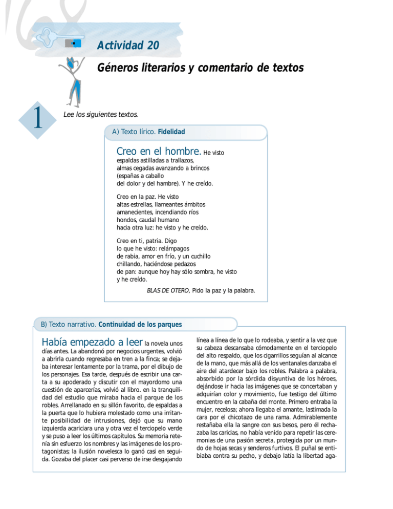 Actividad 20 Géneros Literarios Y Comentario De Textos