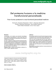 Del proteoma humano a la medicina transfuncional personalizada