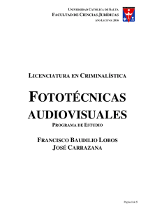 fototécnicas audiovisuales - Universidad Católica de Salta