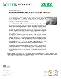 actividad volcánica segmento norte de colombia