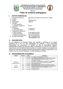 Taller de oratoria pedagógica - Universidad Nacional de San Martín