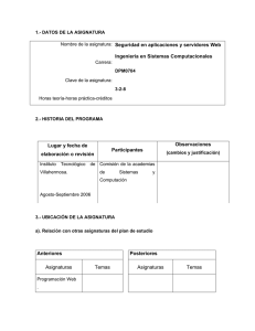 Seguridad en aplicaciones y servidores Web Ingeniería en Sistemas