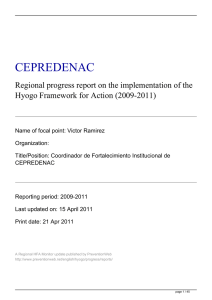 CEPREDENAC: Regional progress report on the implementation of