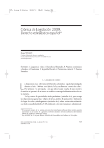 Crónica de Legislación 2009. Derecho eclesiástico español*