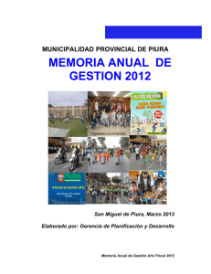 Memoria Anual de Gestión Municipal 2012