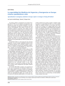La especialidad de Medicina de Urgencias y Emergencias en Europa