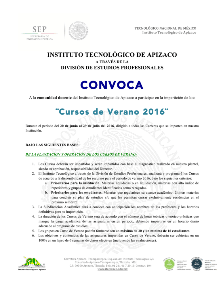 Convoca - Instituto Tecnológico De Apizaco