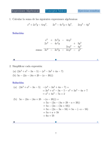 Expresiones Algebraicas Conceptos básicos Ejercicios resueltos 1