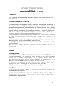 LICITACION PUBLICA N° 05/2011 ANEXO 1 MEMORIA