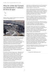 Mina de carbón del Cerrejón usa diariamente 17 millones de litros