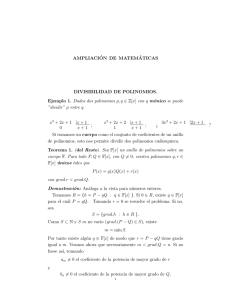 Divisibilidad de polinomios - Facultad de Ciencias Matemáticas