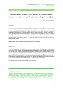 Resumen Abstract CONfERENCIAS Exclusión en salud en América