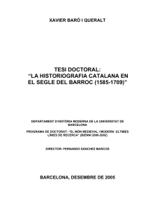 tesi doctoral: “la historiografia catalana en el segle del barroc (1585