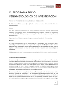 El Programa Socio-Fenomenologico de Investigacion