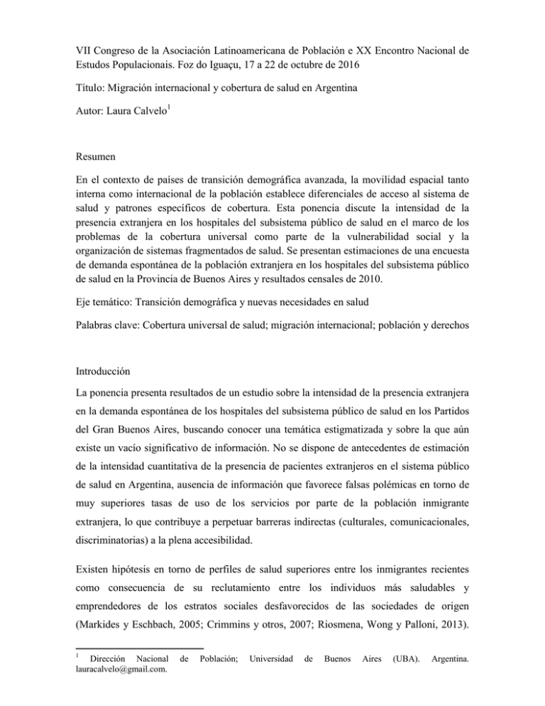 VII Congreso de la Asociación Latinoamericana de Población e XX