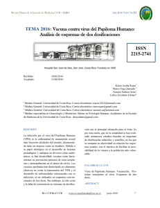 TEMA 2016: Vacuna contra virus del Papiloma Humano: Análisis de