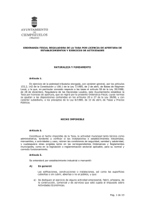 Ordenanza fiscal reguladora de la Tasa por Licencia de Apertura de