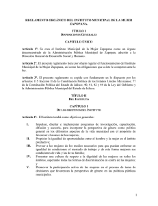 Reglamento Orgánico del Instituto Municipal de la Mujer Zapopana.