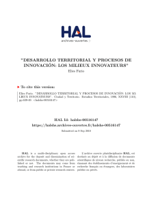 desarrollo territorial y procesos de innovación: los milieux - Hal-SHS