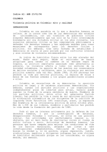 Indice AI: AMR 23/01/94 COLOMBIA Violencia política en Colombia