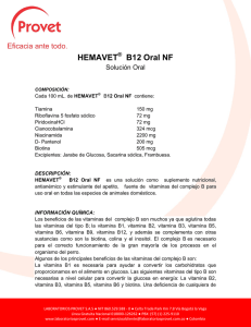 HEMAVET B12 Oral NF - Laboratorios Provet