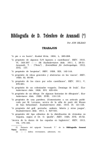 Bilbao, Ion.— Bibliografía de D. Telesforo de Aranzadi