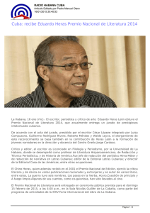 Cuba: recibe Eduardo Heras Premio Nacional de Literatura 2014