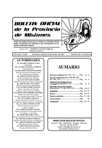 SUMARIO - Boletín Oficial del Gobierno de la Provincia de Misiones