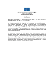 Nota de prensa EL COMITÉ ECONOMICO Y SOCIAL EUROPEO