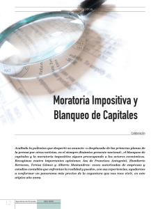 Moratoria Impositiva y Blanqueo de Capitales.