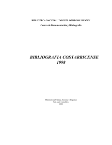 Bibliografia Costarricense 1998 Temática: Bibliotecología