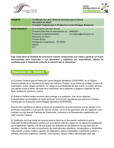 TRÁMITE: Certificado de Libre Venta de Insumos para la Salud