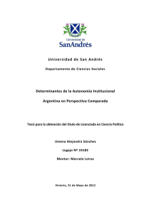 Universidad de San Andrés Determinantes de la Autonomía