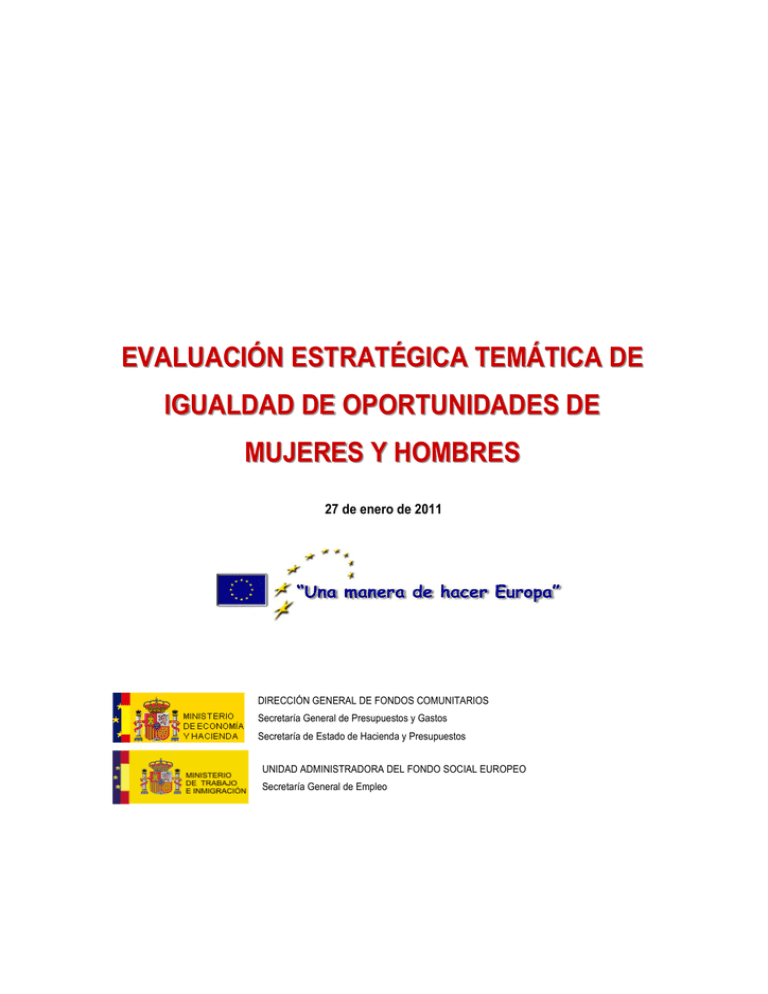 Evaluaci n Estrat gica Tem tica De Igualdad De Oportunidades De