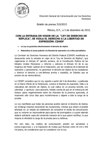 Boletín de prensa 310/2015 México, D.F., a 3 de diciembre de 2015