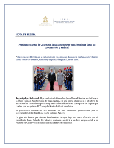 Presidente Santos de Colombia llega a Honduras para fortalecer