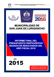 Informe Final del PPBR 2016 - Municipalidad de San Juan de